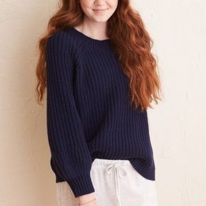 Navy chunky scoop neck sweater